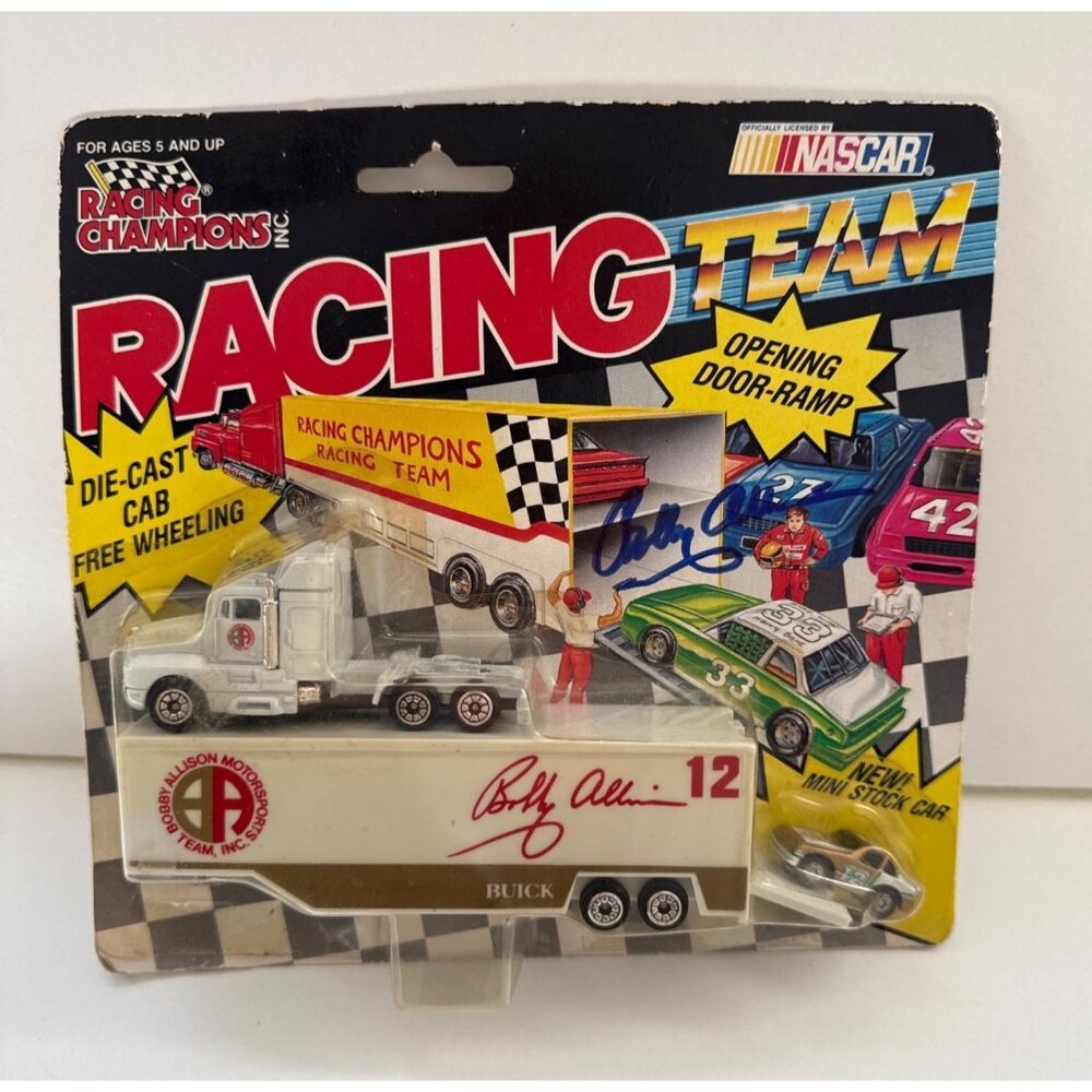 Bobby Allison Autographed Racing Champions NASCAR Die-Cast Cab & Trailer
